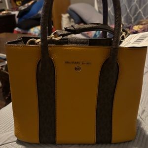 Yellow small MK box bag